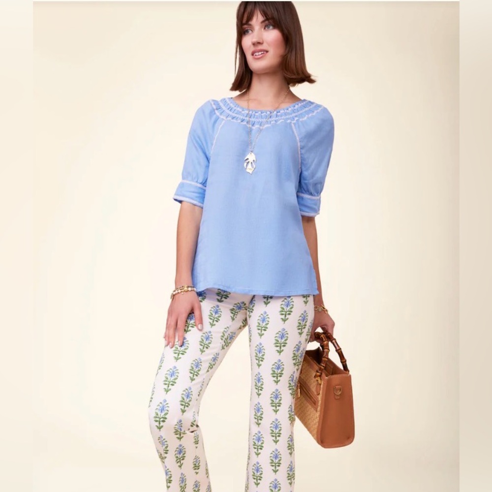 Spartina 449 Kellen Linen Azure Blouse - XS azure blue linen , NWOT retail -189